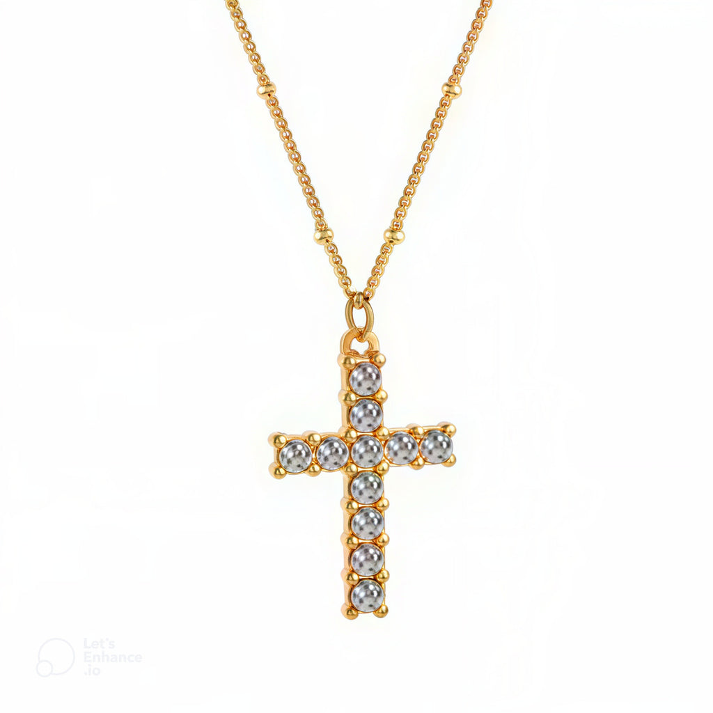Collier doré avec pendentif en croix, bijou en acier inoxydable