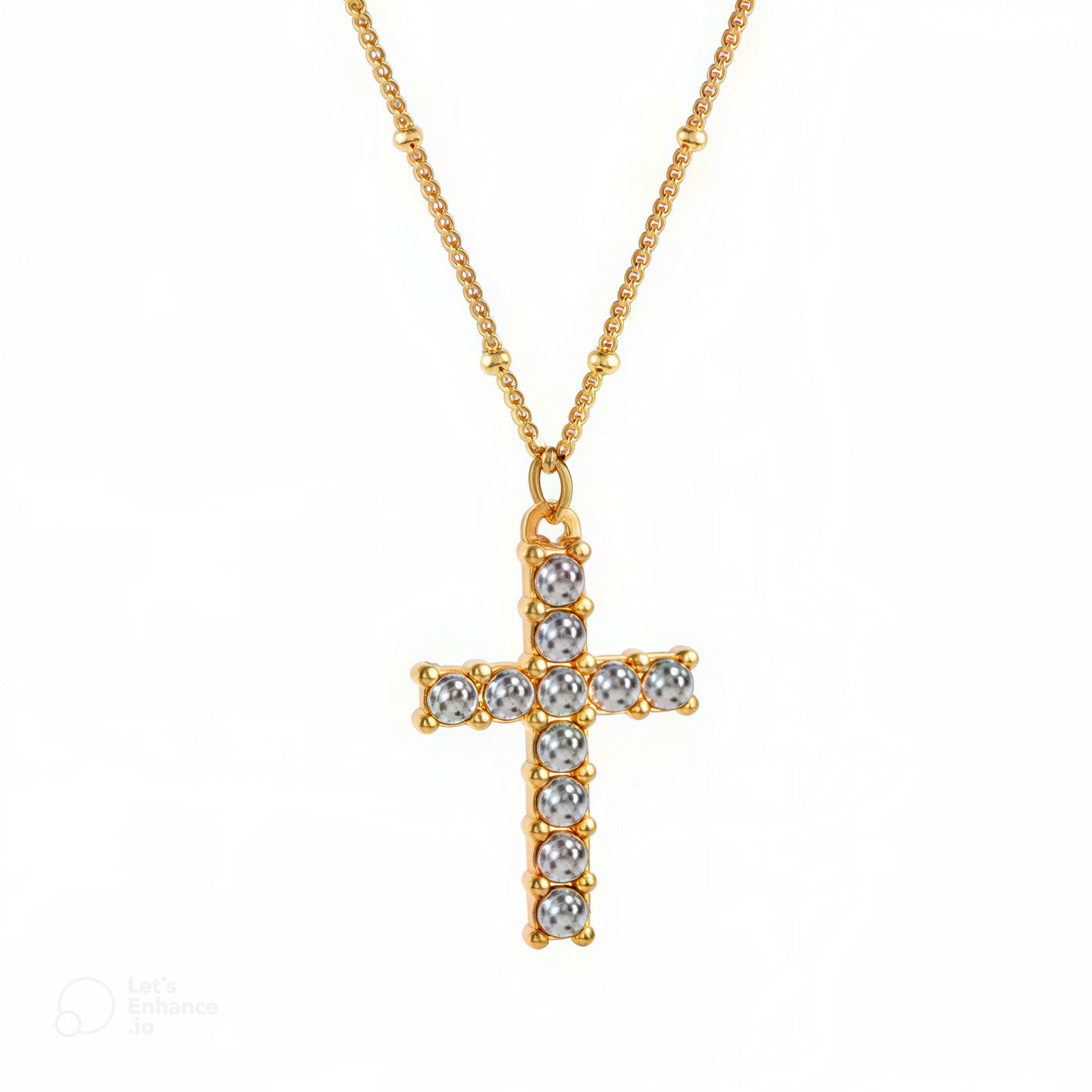 Collier doré avec pendentif en croix, bijou en acier inoxydable