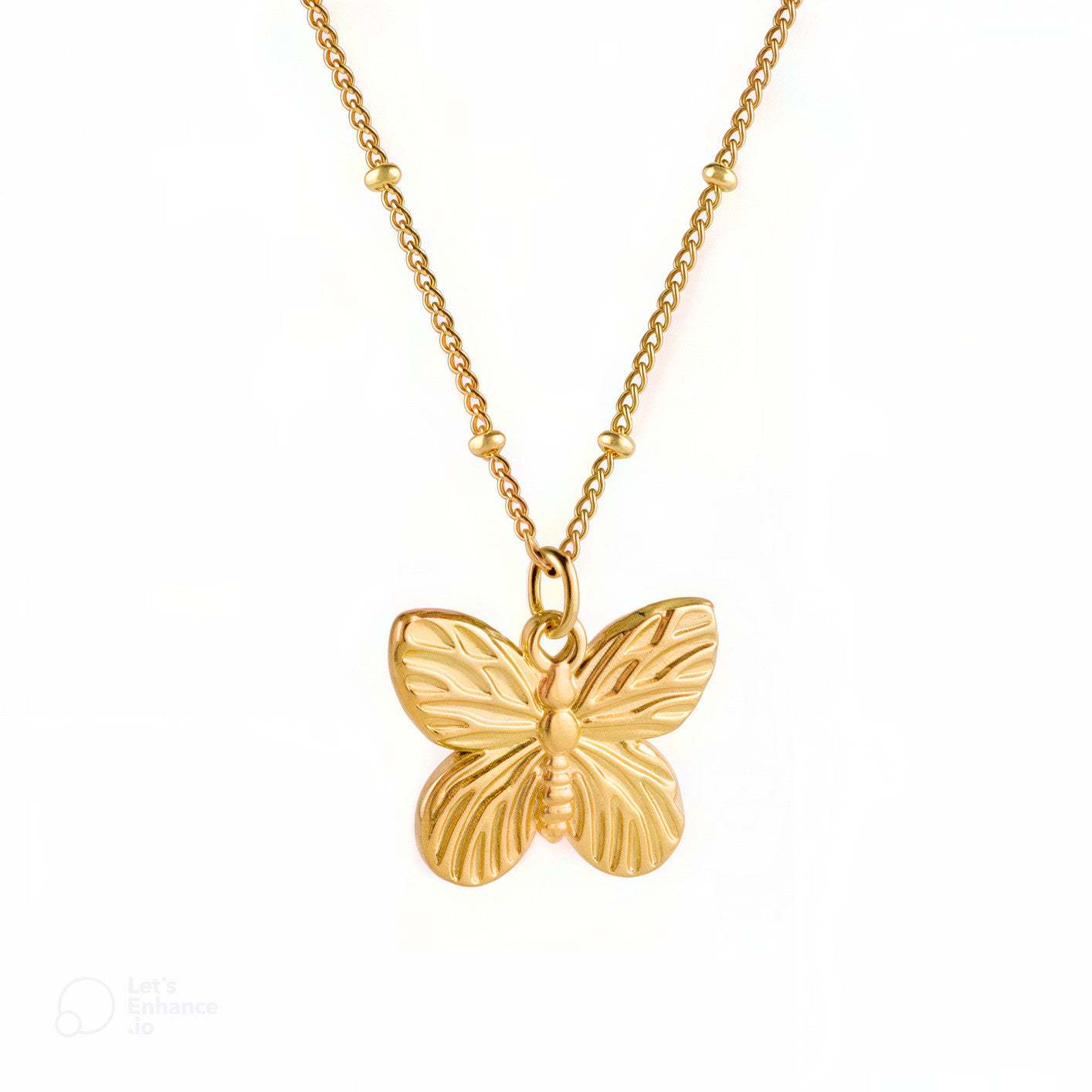 Collier doré avec pendentif papillon, bijou en acier inoxydable