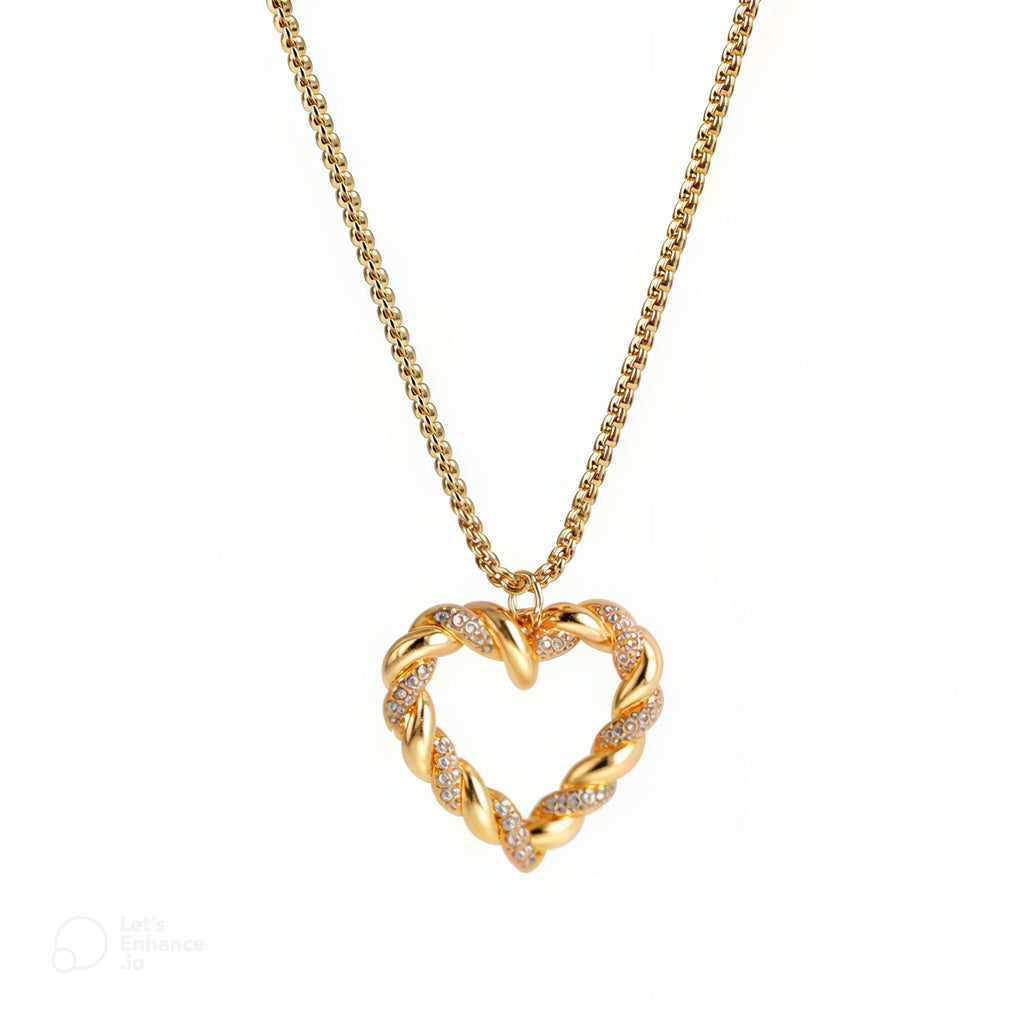 Collier doré avec pendentif coeur, bijou en acier inoxydable