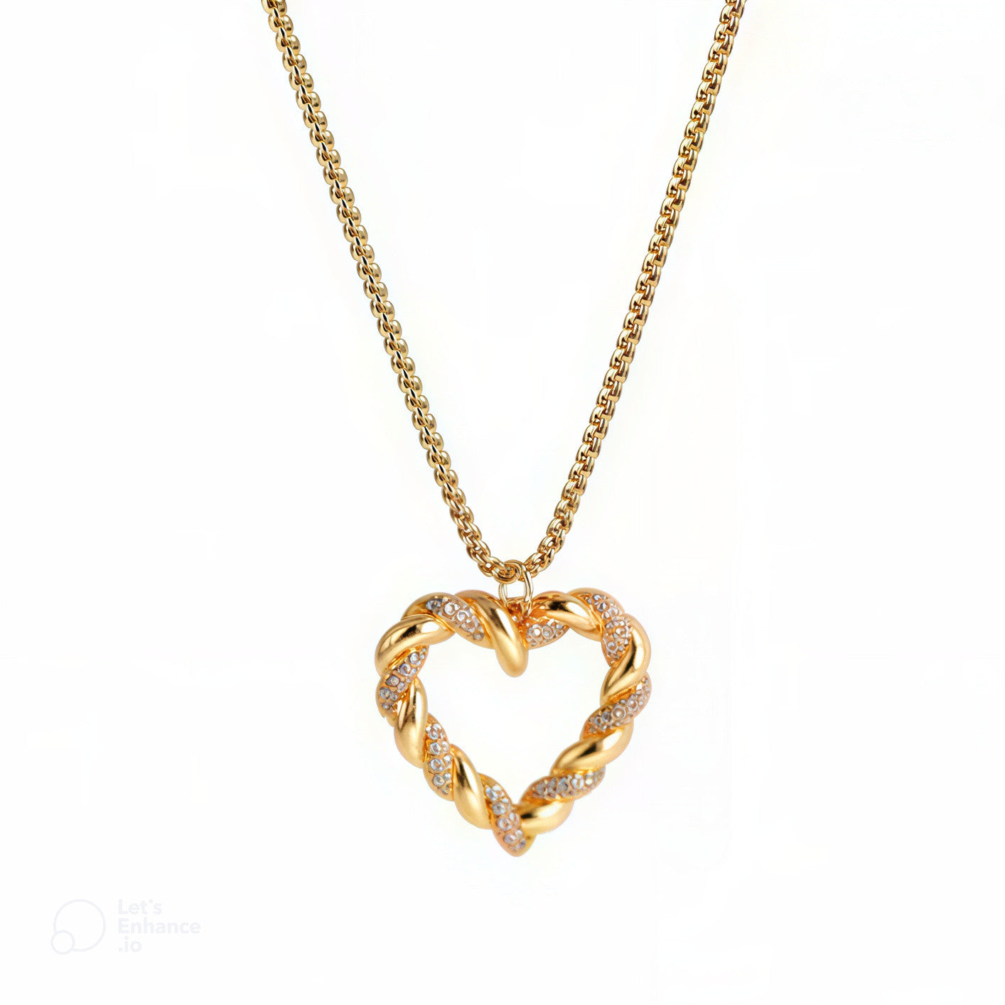 Collier doré avec pendentif coeur, bijou en acier inoxydable