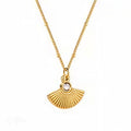 Collier doré avec pendentif éventail japonais, bijou en acier inoxydable
