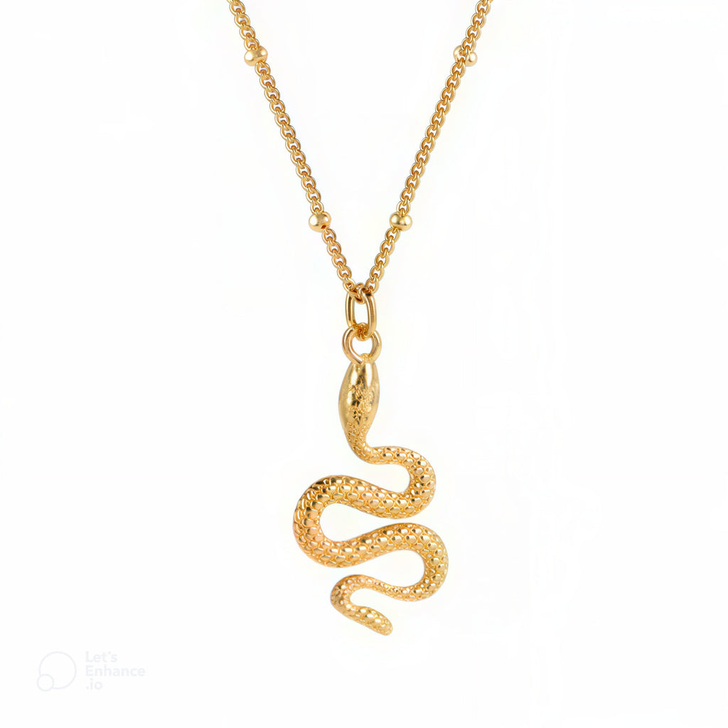 Collier doré avec pendentif serpent, bijou en acier inoxydable