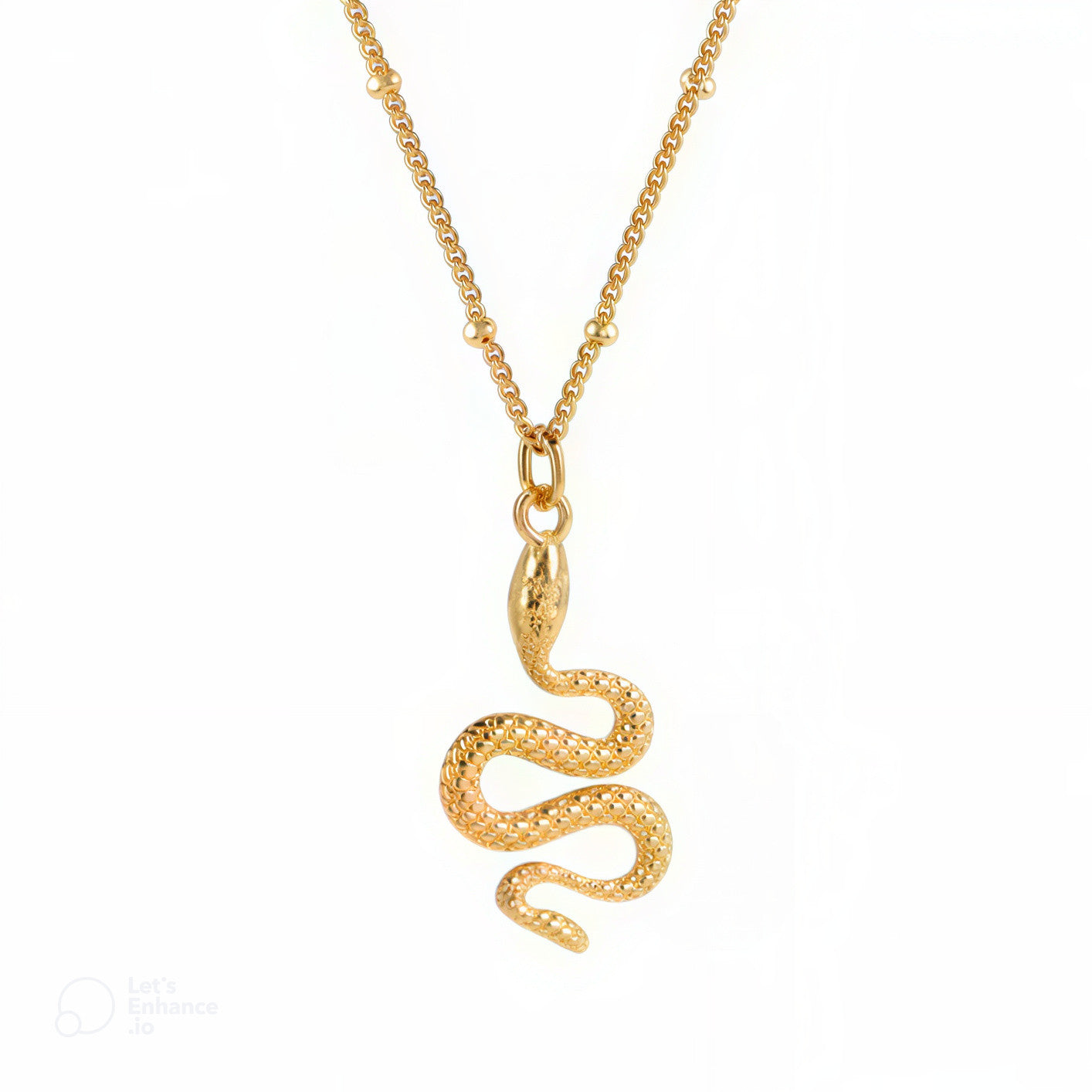 Collier doré avec pendentif serpent, bijou en acier inoxydable